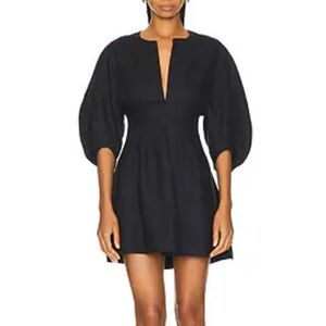 Faithfull the Brand Soliel Linen Mini Dress Black